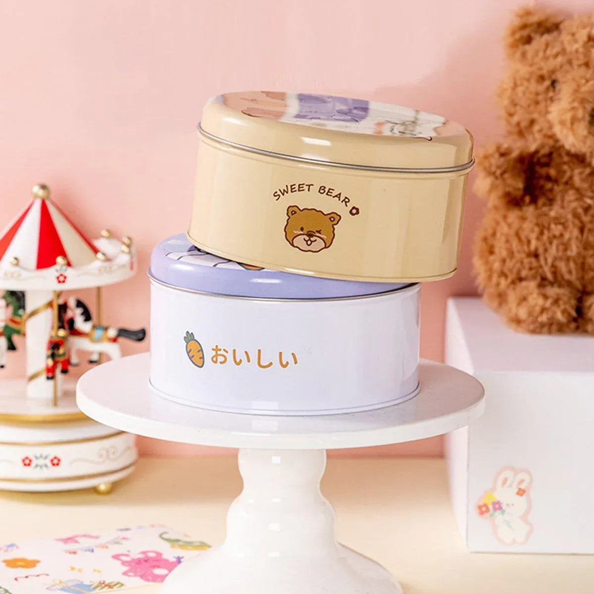 10PCS Cookie Tin Box Metal Biscuit Gift Box Candy Packaging Dragon Year Baking - Carrot Rabbit