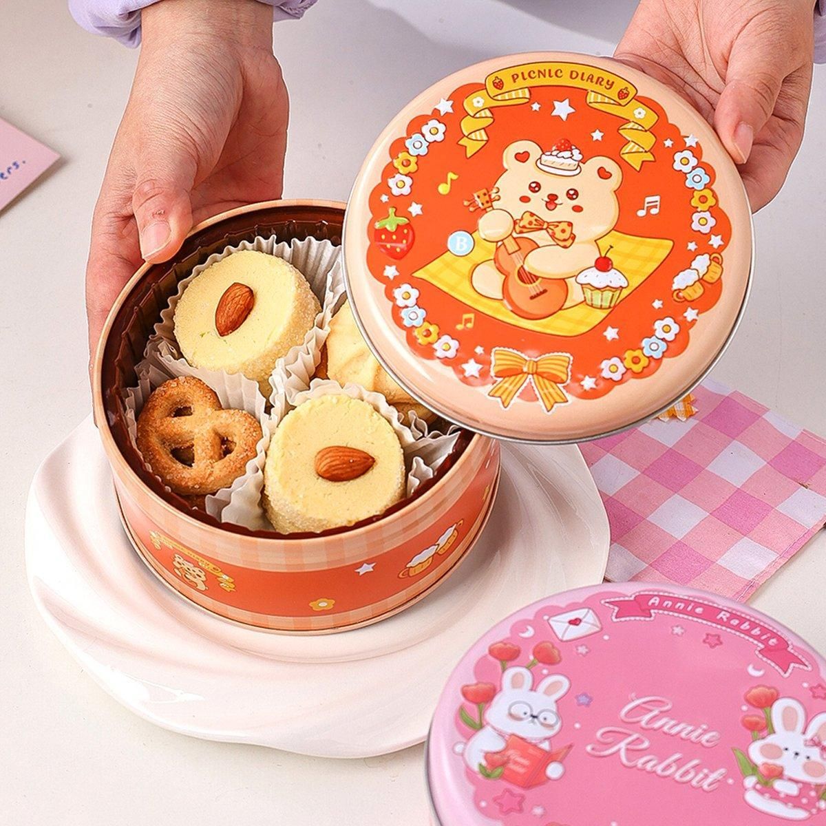10PCS Cookie Tin Box Metal Biscuit Gift Box Candy Packaging Dragon Year Baking - Carrot Rabbit
