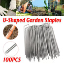 100pcs U Shape Ground Stakes Gardening Spikes Landscape Anchor Pins