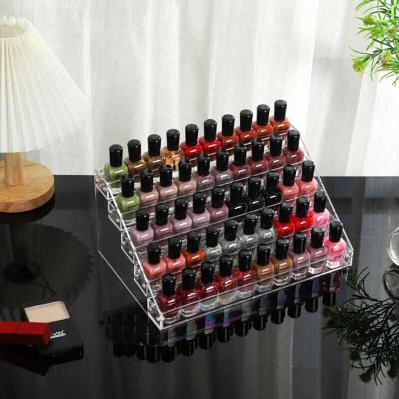 Nail Polish Storage Rack with 4 to 6 Tiers Acrylic Display Stand for Makeup and Lipstick - 5Tiers