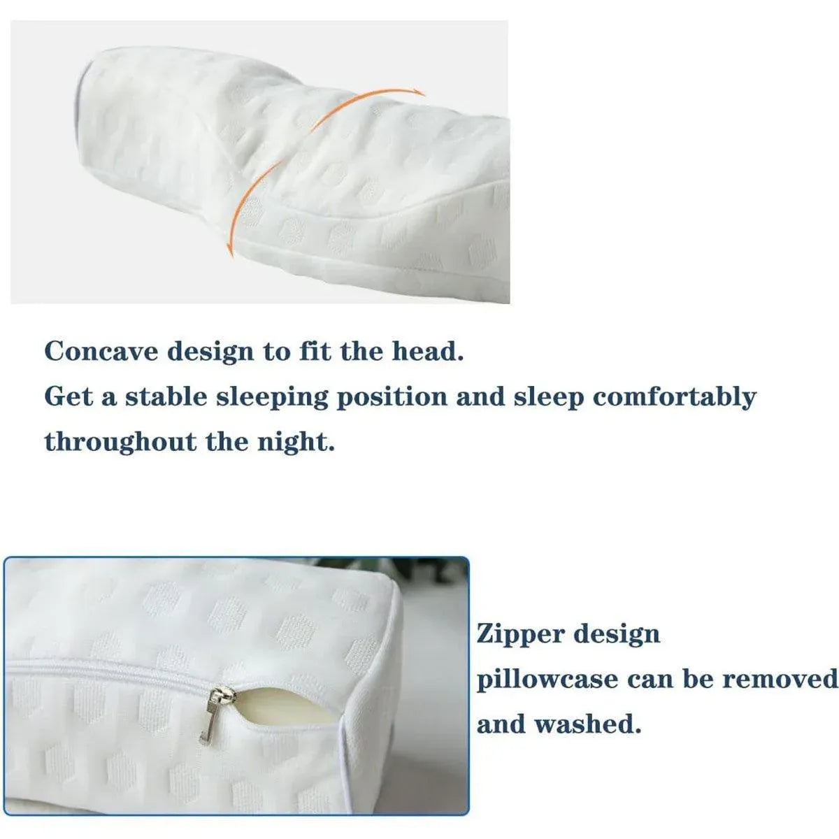 Orthopedic Memory Foam Cervical Neck Pillow for Sleep Support Slow Rebound - Grey
