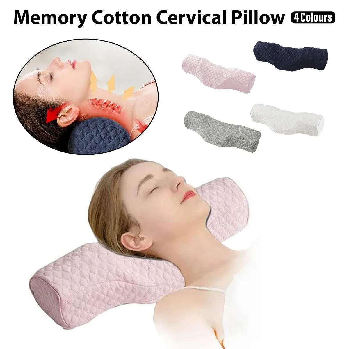Orthopedic Memory Foam Cervical Neck Pillow for Sleep Support Slow Rebound - Grey