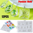 12 Silicone Moulds for DIY Jewellery Pendant Resin and Craft Making