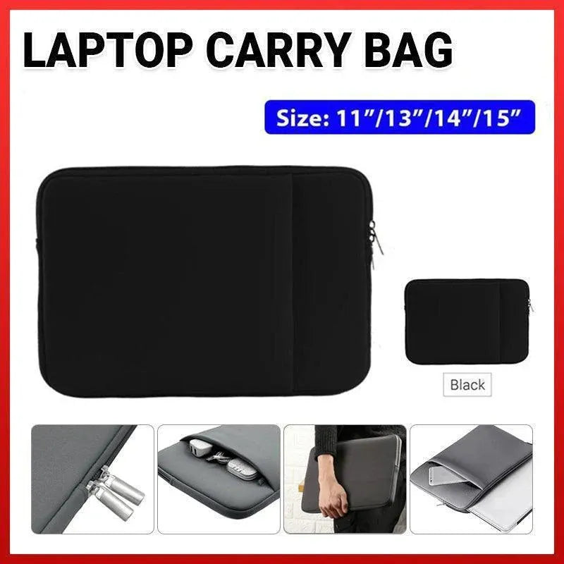 Black Laptop MacBook NoteBook Sleeve Bag Travel Carry Case Cover 13 14 15 16 Inch - 15Inch