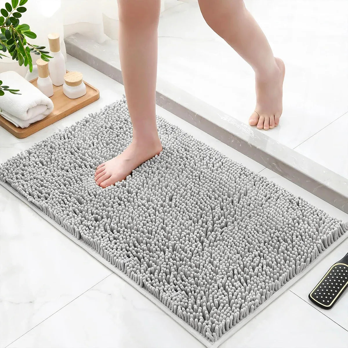 Anti-Slip Bathroom Mat Water-Absorbing Floor Mat Foot Mat Non-Slip Door Mat - Dark Grey