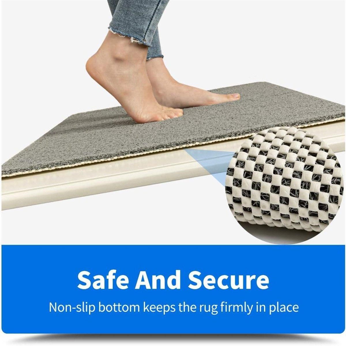Anti Slip Bathroom Mat Non Slip Shower Floor Mat Quick Dry Soft Comfortable Rug - Grey-45x75cm