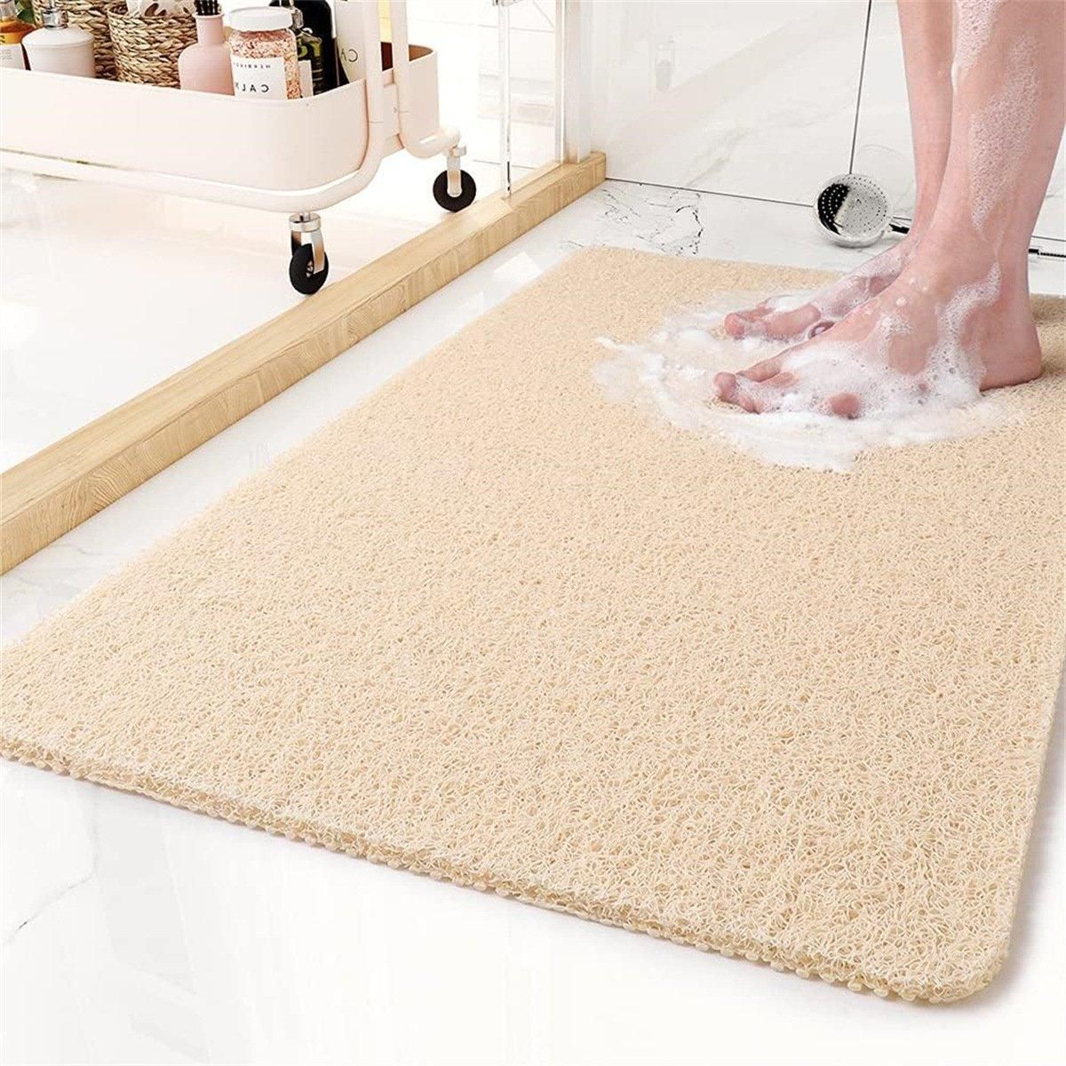 Anti Slip Bathroom Mat Non Slip Shower Floor Mat Quick Dry Soft Comfortable Rug - Grey-45x75cm