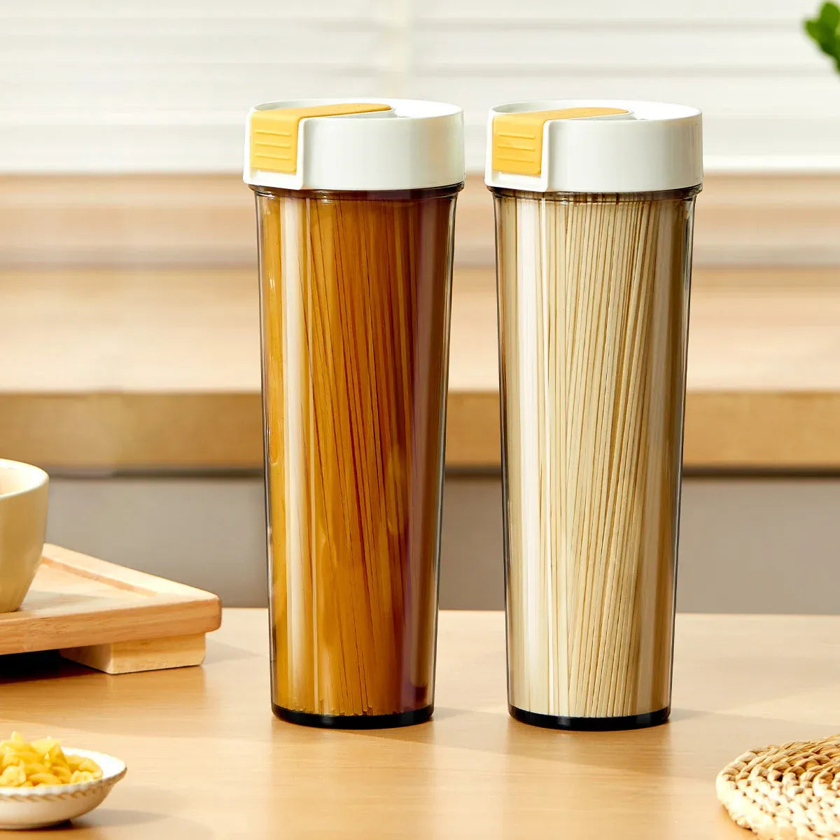 Noodle Storage Box Storage Cylinder Kitchen Noodle Container Airtight - White