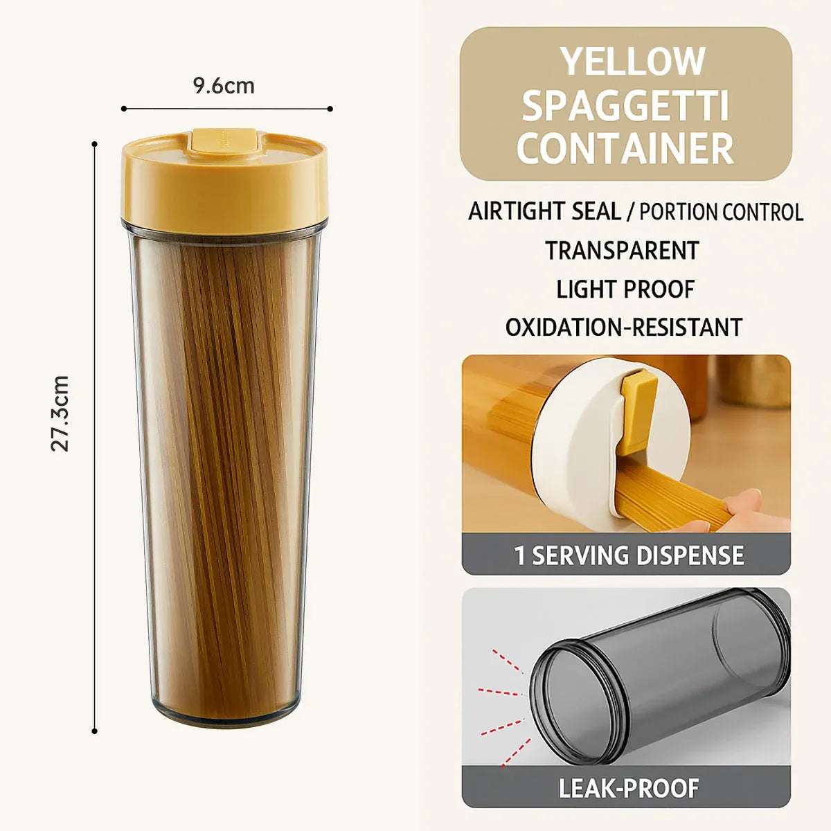 Noodle Storage Box Storage Cylinder Kitchen Noodle Container Airtight - White