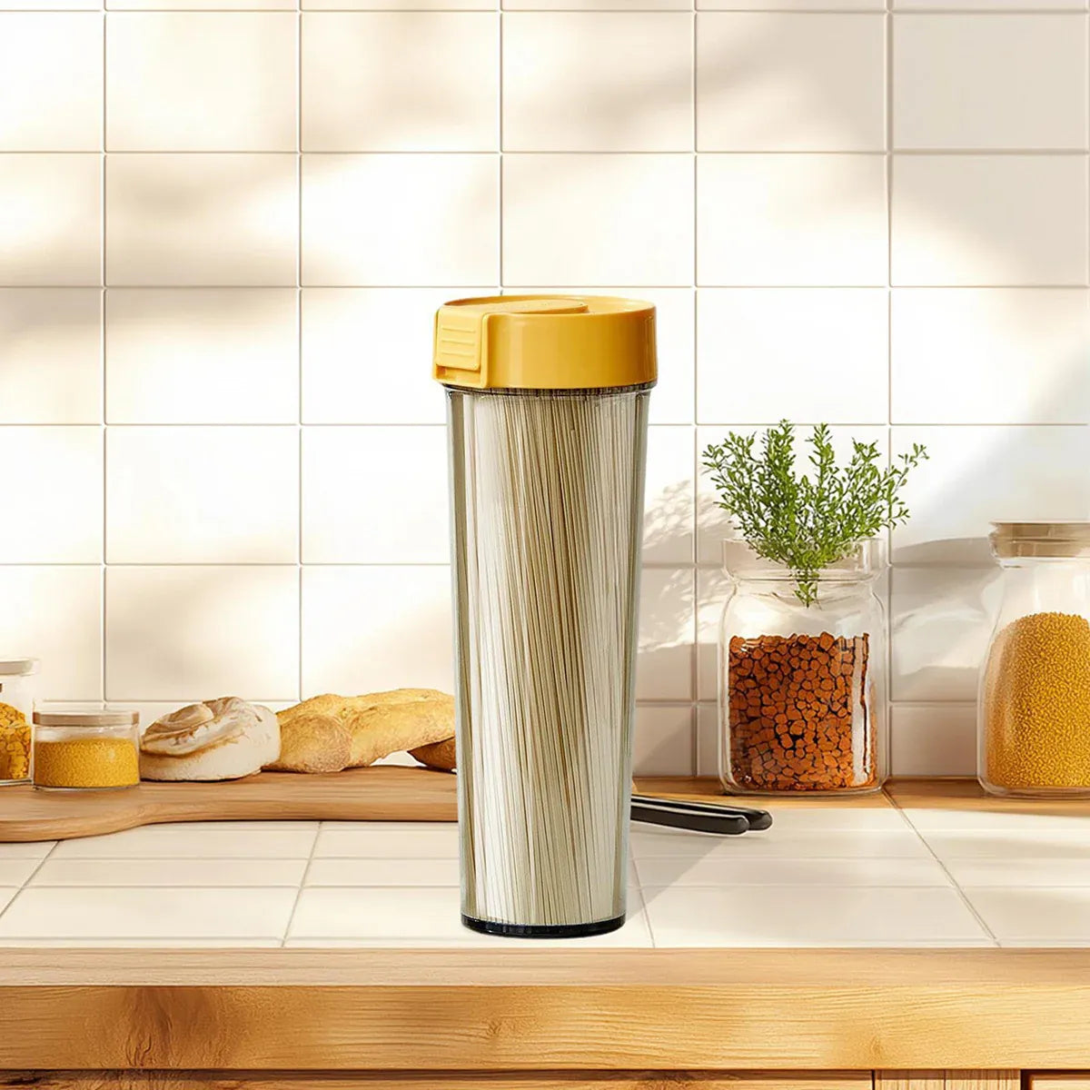 Noodle Storage Box Storage Storage Cylinder Kitchen Noodle Container Airtight - Yellow