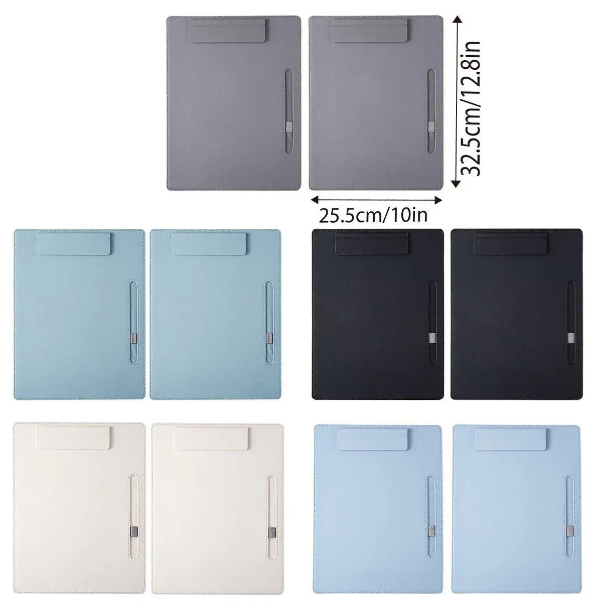 2pcs Leather Clipboard Conference File Holder Hotel Menu Pad Durable Board Clip - Cream