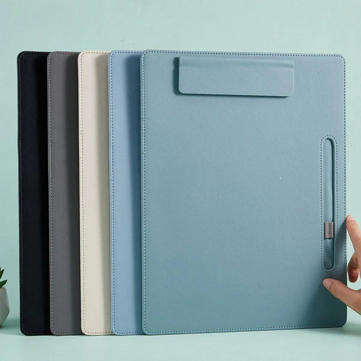 2pcs Leather Clipboard Conference File Holder Hotel Menu Pad Durable Board Clip - Cream