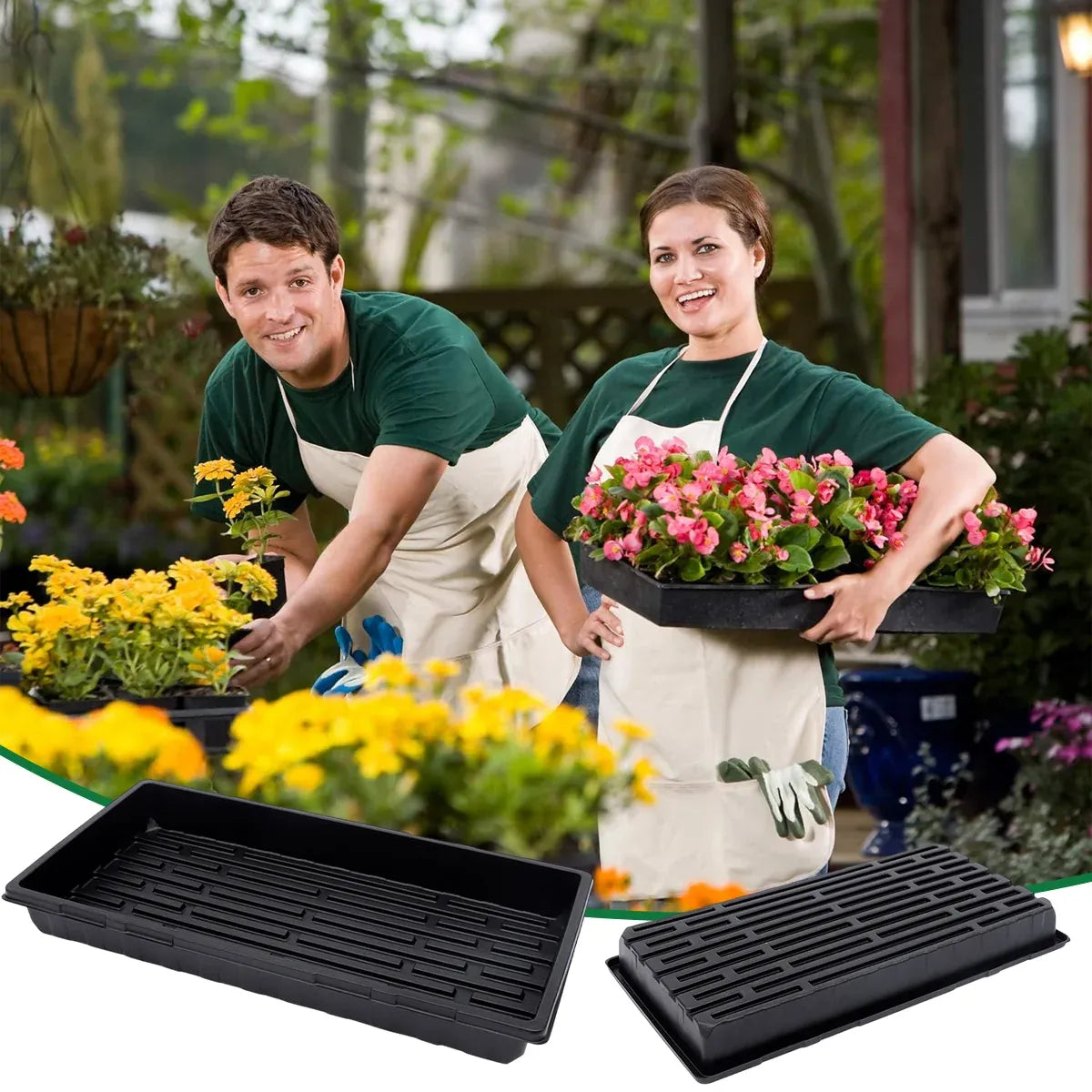 10pcs Garden Black Plastic Rectangle Plant Seedling Propagation Seeding Tray