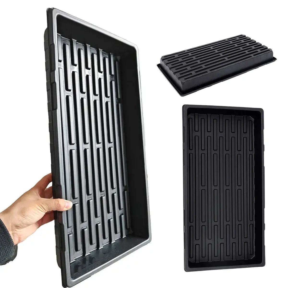10pcs Garden Black Plastic Rectangle Plant Seedling Propagation Seeding Tray