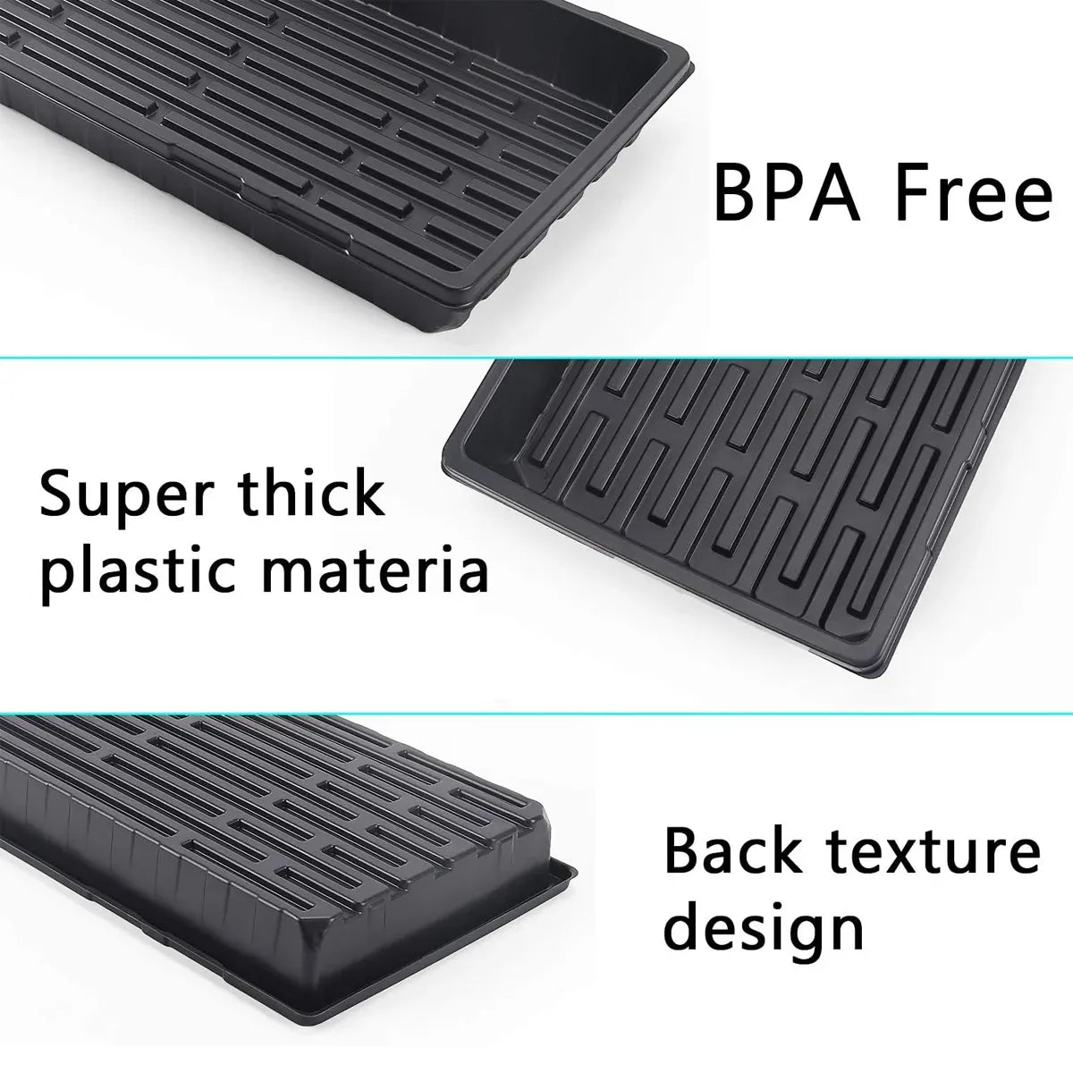 10pcs Garden Black Plastic Rectangle Plant Seedling Propagation Seeding Tray