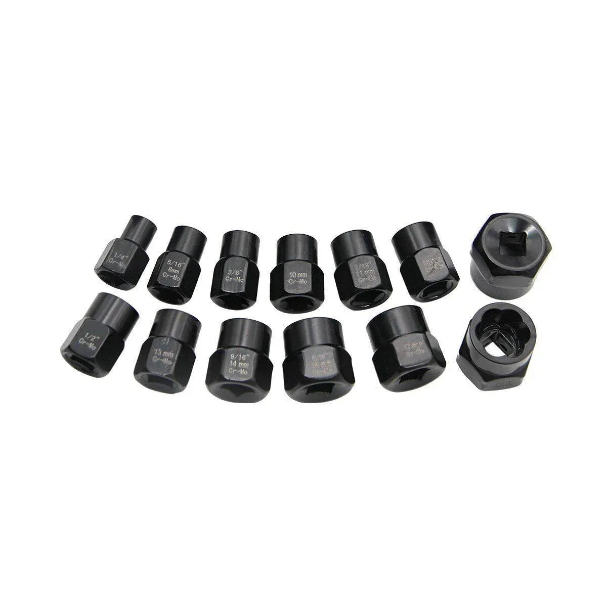 13 Piece Impact Bolt Nut Remover Set Extractor Socket Tool for Stripped Nuts Bolt