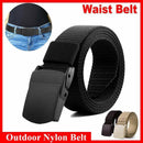 Canvas Web Belt Tactical Nylon Outdoor Waistband Mens Non Metal Buckle - Khaki