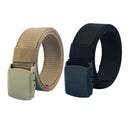 Canvas Web Belt Tactical Nylon Outdoor Waistband Mens Non Metal Buckle - Khaki