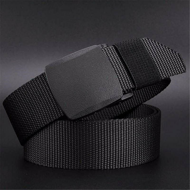 Canvas Web Belt Tactical Nylon Outdoor Waistband Mens Non Metal Buckle - Khaki