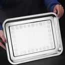 2X Stainless Steel Oblong Tray Plate Serving Tray Silver Dinner Food Kitchenware - 30X40CM