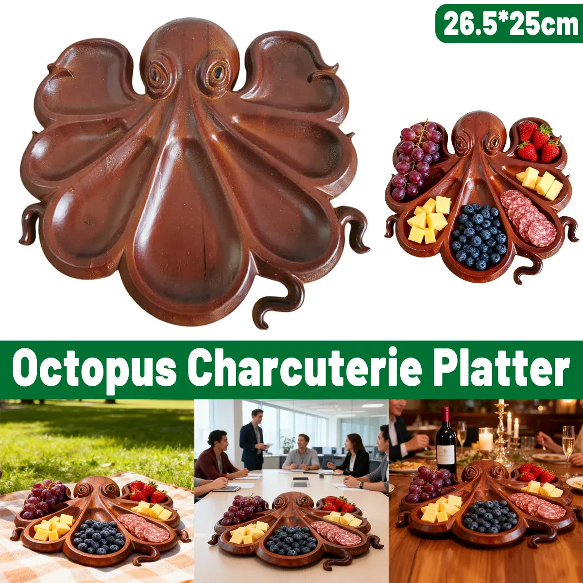 Octopus Shaped Food Tray Serving Plate for Kitchen Hotel Restaurant Party Food