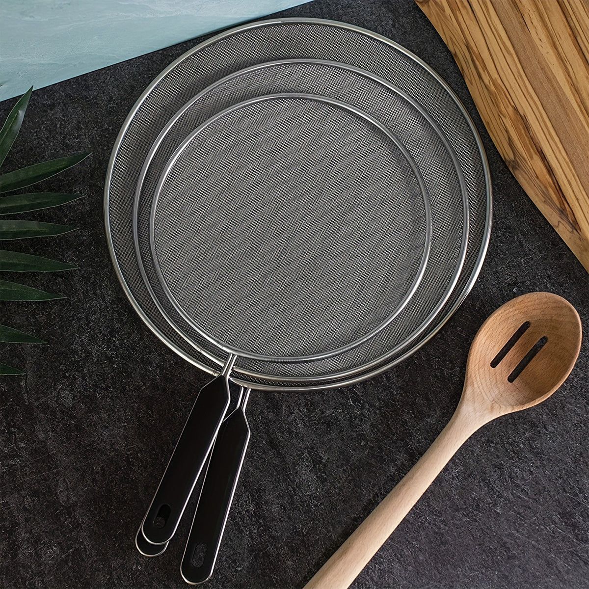 Splatter Screen 3PCS Stainless Steel Mesh Guard for Frying Pan Oil Splash Shield