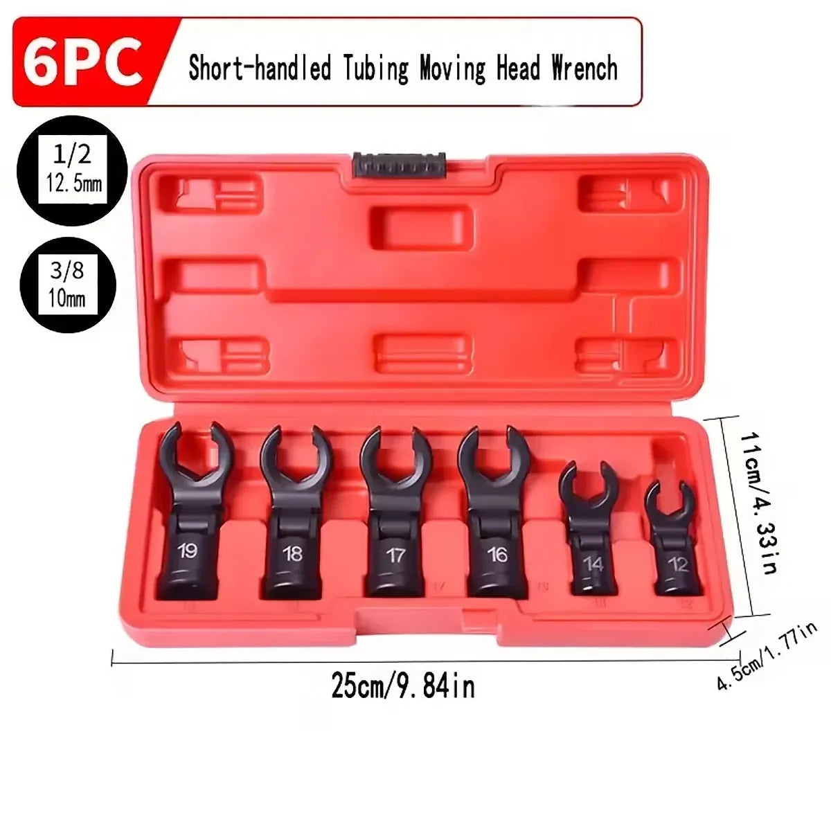 6PCS Fuel Line Wrench Set Swivel Head Injector Nozzle Tool Kit