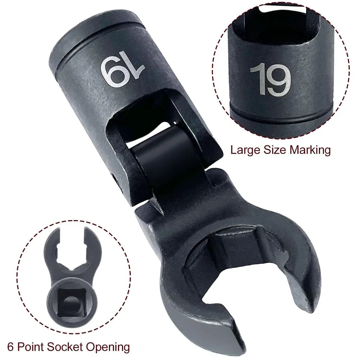6PCS Fuel Line Wrench Set Swivel Head Injector Nozzle Tool Kit