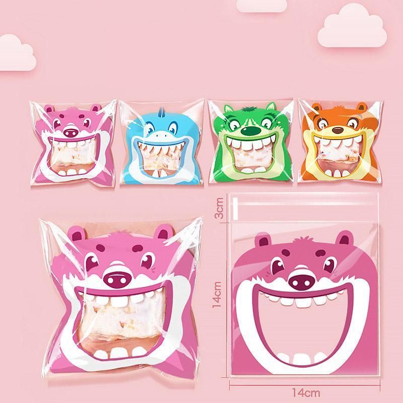 500 Pack Self Adhesive Cookie Packaging Bags Vibrant Designs OPP Material - Cute 14*14*3cm