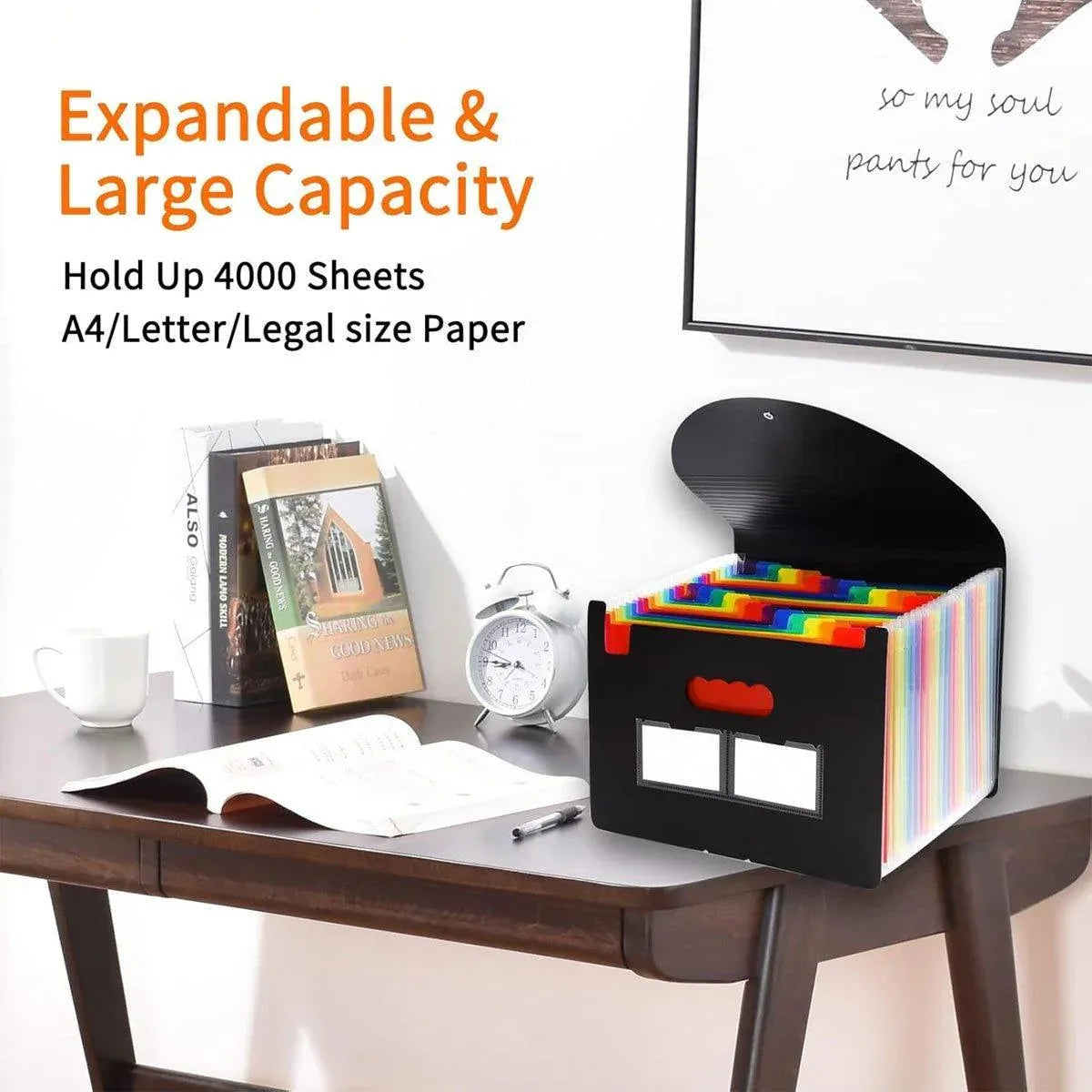 A4 Document Organiser 25 Compartments Multilayer Folder Office File Storage