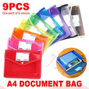 A4 Document Bag Plastic Clear Wallet Seal File Folder Paper Envelope Button Bag