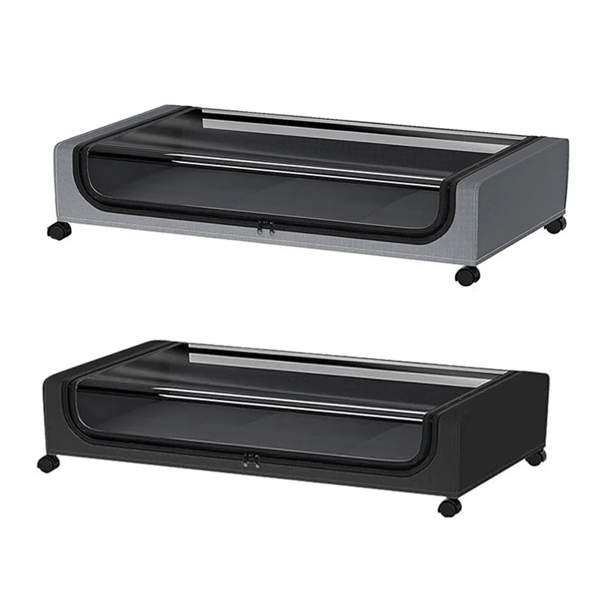 Under Bed Storage Rack Square Design with Wheels Rolling Trolley Box for Home - Black
