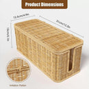 Desktop Cable Management Box with Cover Rattan Style Power Cord Organizer Case