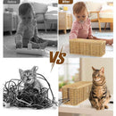 Desktop Cable Management Box with Cover Rattan Style Power Cord Organizer Case