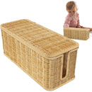 Desktop Cable Management Box with Cover Rattan Style Power Cord Organizer Case