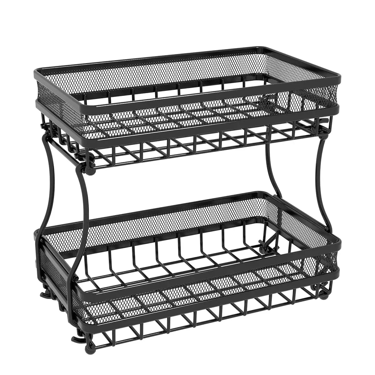 2 Tier Countertop Storage Basket Rack Kitchen Vegetable Fruit Snack Organizer