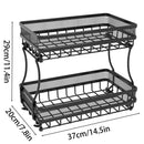 2 Tier Countertop Storage Basket Rack Kitchen Vegetable Fruit Snack Organizer