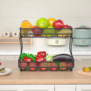 2 Tier Countertop Storage Basket Rack Kitchen Vegetable Fruit Snack Organizer