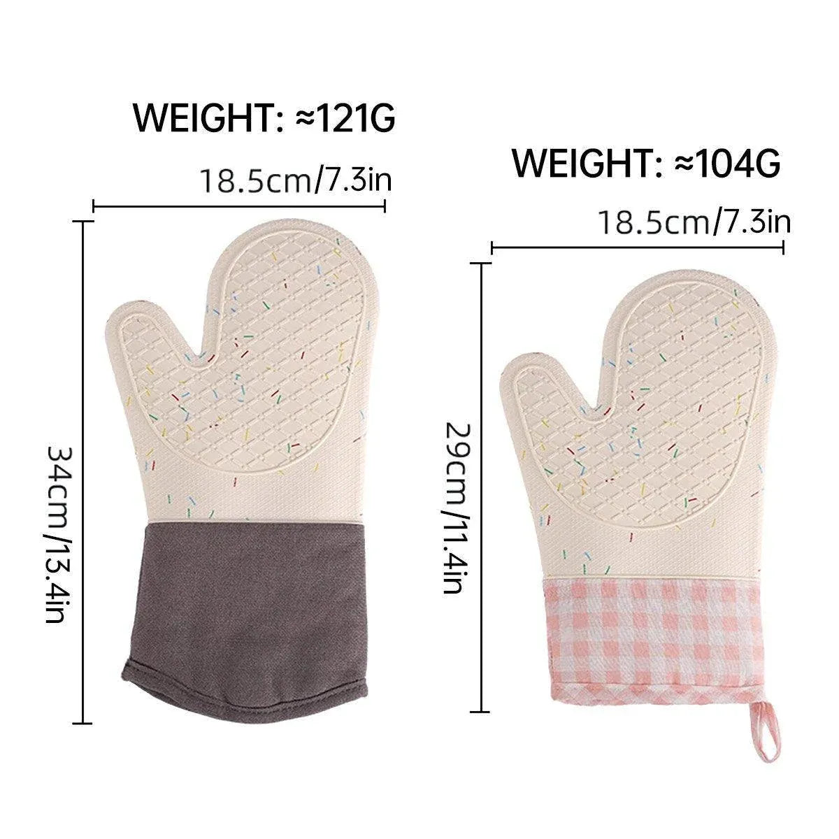 Silicone Oven Mitts Long Heat Resistant Anti-Hot Microwave Insulation Gloves - Black