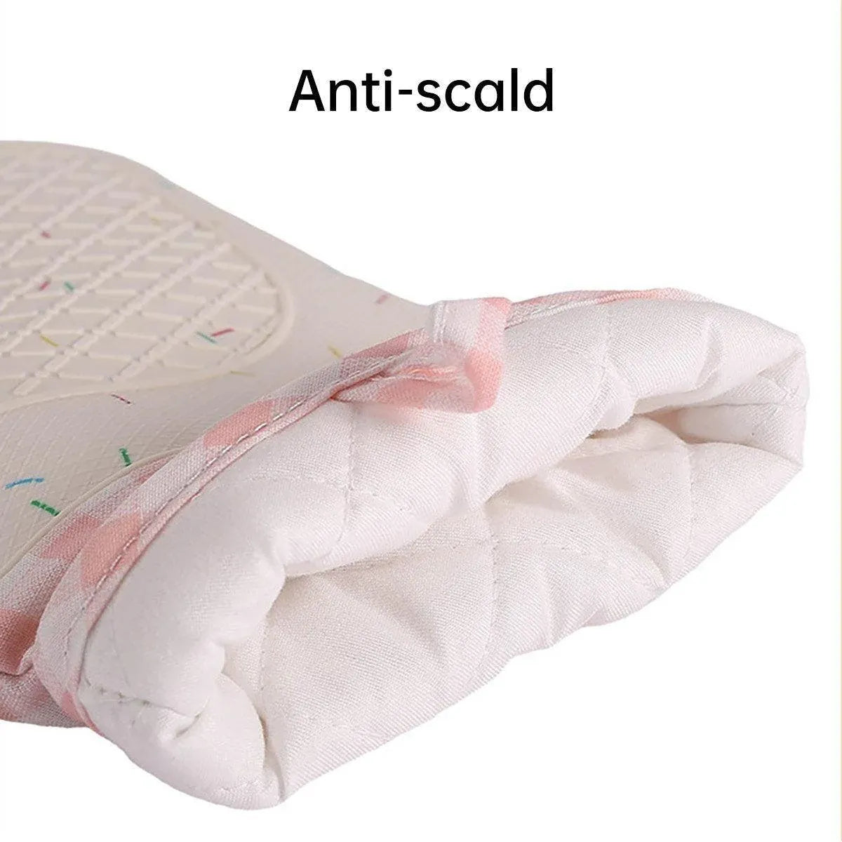 Silicone Oven Mitts Long Heat Resistant Anti-Hot Microwave Insulation Gloves - Black