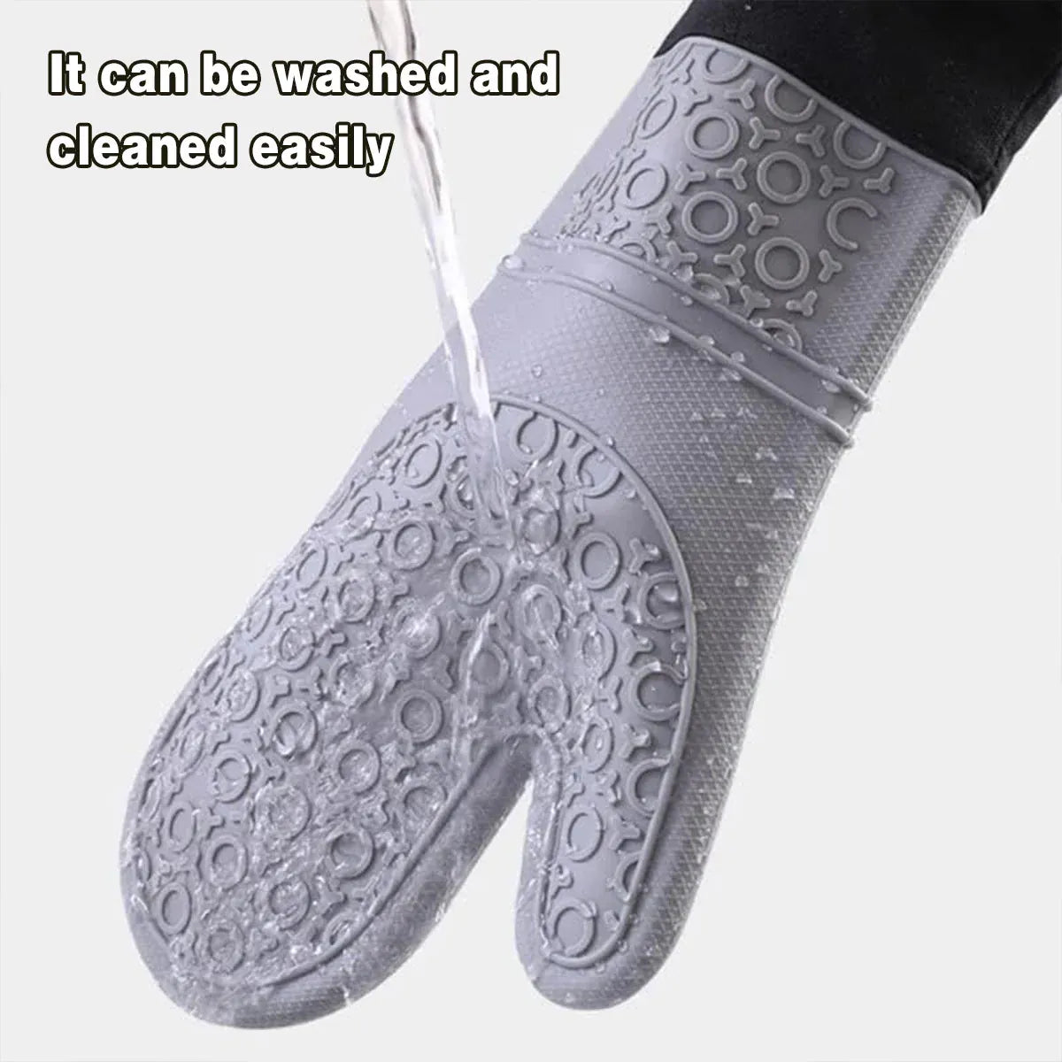 Kitchen Heat Resistant Gloves Pair Cooking Oven Mitts Baking BBQ Insulated Glove - Blue