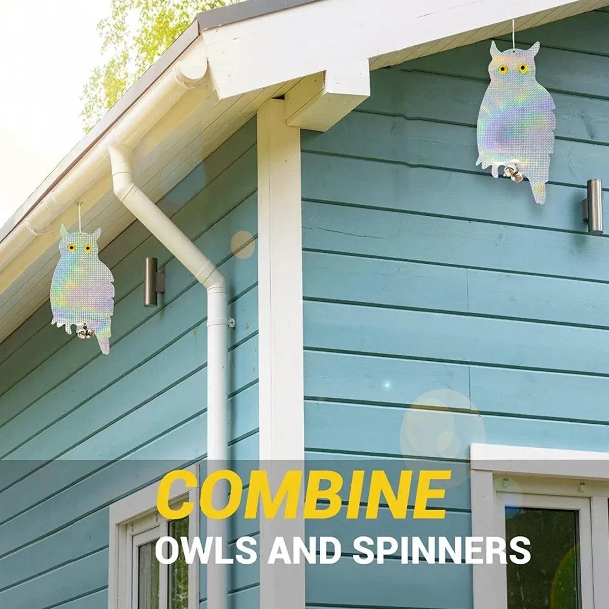 Reflective Owl Bird Deterrent Hanging Garden Yard Pest Control Outdoor - Standing Style