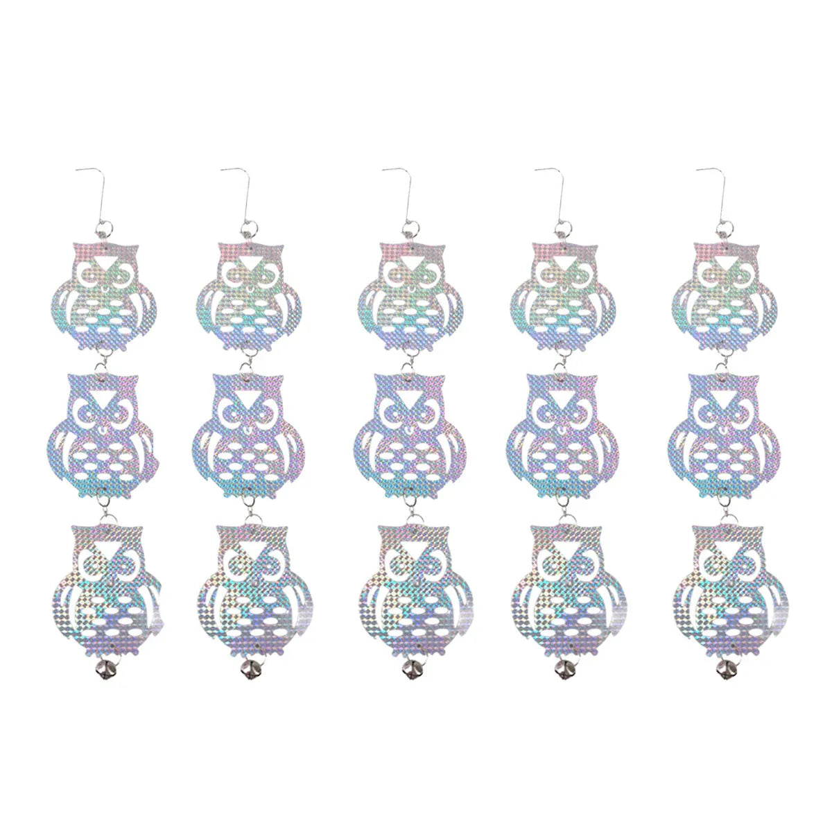 5Pcs Hanging Reflective Bird Scare Disc With Bell For Garden Farm Pest Control