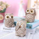 3pcs Resin Owl Ornaments Home Decor Figurines for Living Room Desktop Display