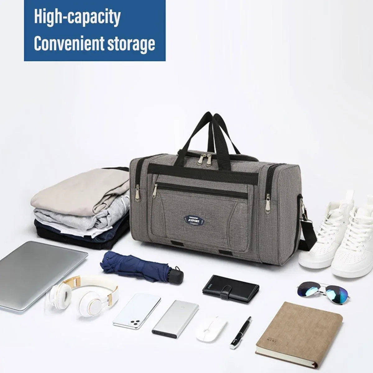 Large Capacity Waterproof Travel Luggage Bag Lightweight Foldable Handbag - Small-Black