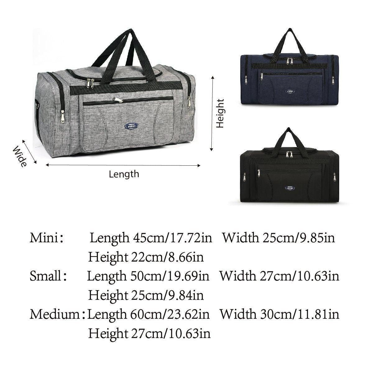 Large Capacity Waterproof Travel Luggage Bag Lightweight Foldable Handbag - Medium-Grey