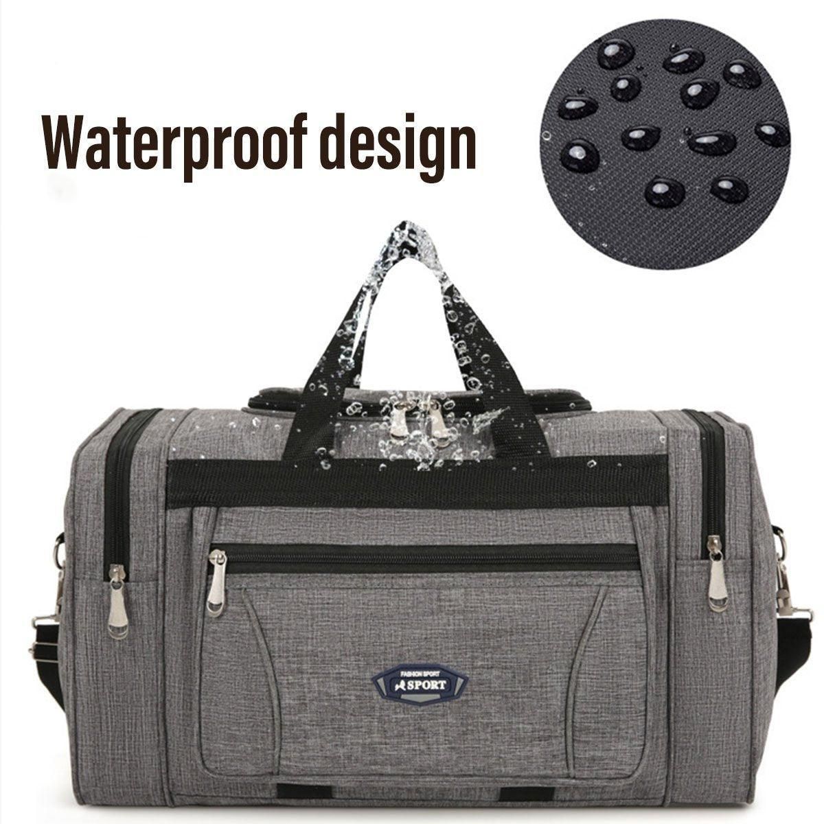 Large Capacity Waterproof Travel Luggage Bag Lightweight Foldable Handbag - Medium-Grey