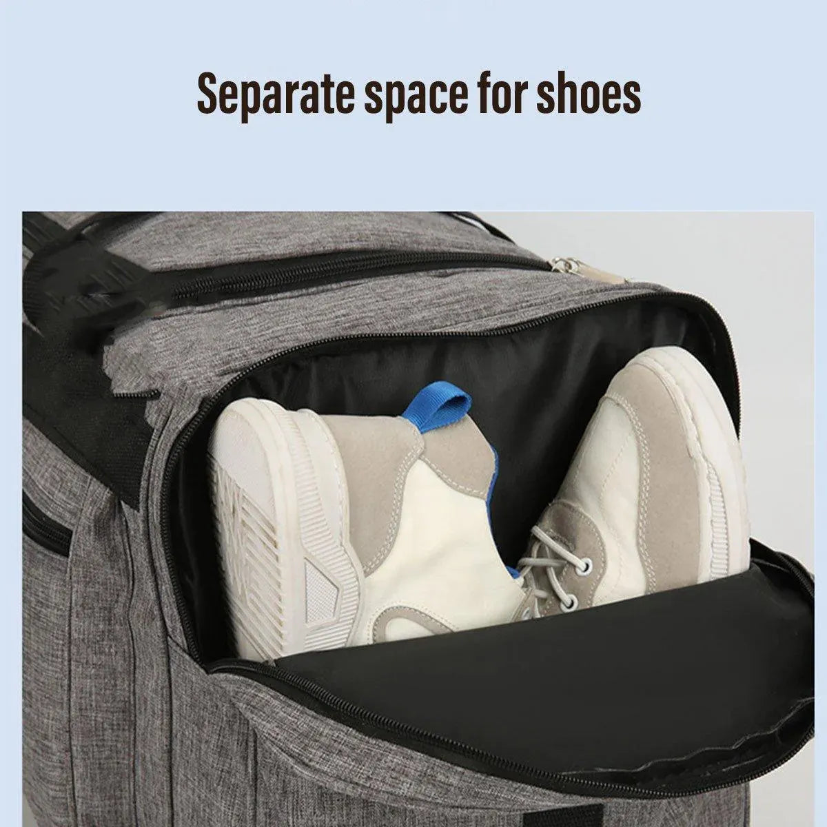 Large Capacity Waterproof Travel Luggage Bag Lightweight Foldable Handbag - Medium-Grey