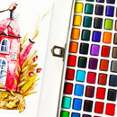 12-90 Watercolour Paint Set With Brush Painting Water Colour Kits - 90 Colours