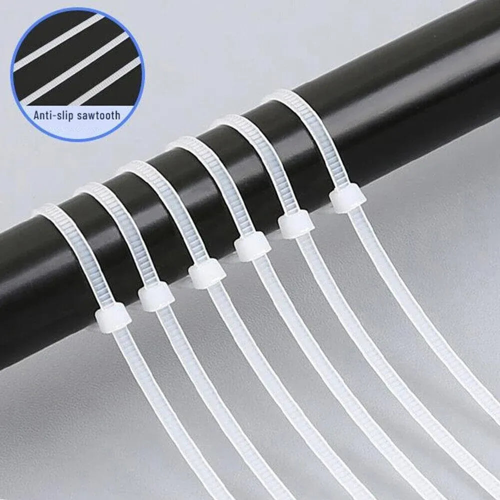 100X Cable Ties Zip Ties Nylon UV Stabilised Bulk White Cable Ties - 10*1200mm White